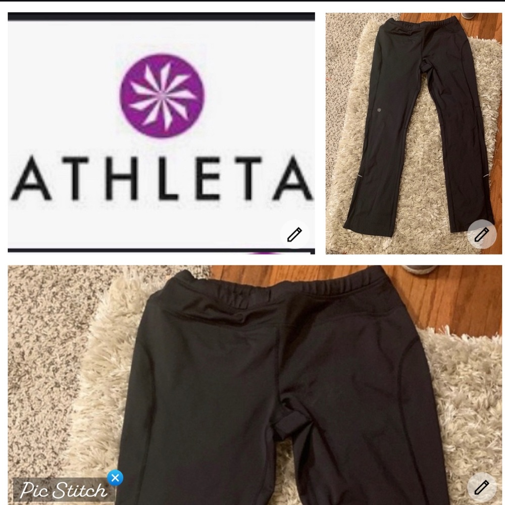 Athleta spandex running pants straight leg dk gray